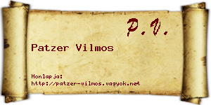 Patzer Vilmos névjegykártya